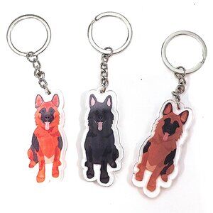 German Shepherd Dog Keychain Acrylic Charm, Cute Pet Lover Gift Bag Accessory